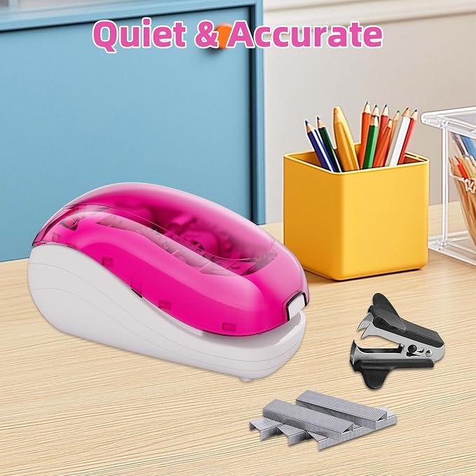 Electric Stapler,Including 2000 Staples and 1 Staple Remover, Suitable for Palm Size and high Comfort，25 Sheet Capacity, AC Adapter or Battery Powered，Battery not Included