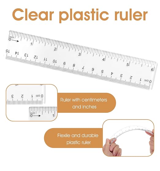 4 Pack Clear Rulers, Clear Plastic Ruler 6 Inch 15 cm Straight Transparent Measuring Tool