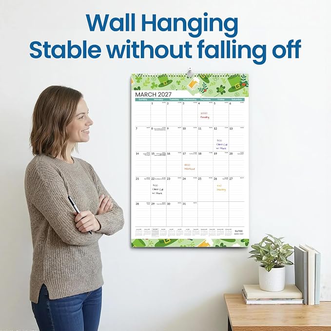 SUNEE 2026-2027 Wall Calendar Large 22.75"x15.5", 21 Month July Calendar (Ends March 2028), Vertical Extra Large, Seasons Color