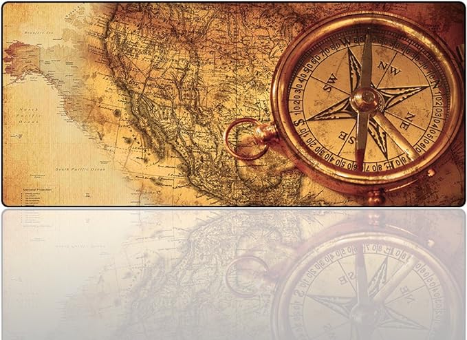 XXL Professional Large Mouse Pad& Computer Game Mouse Mat (35.4x15.7x0.1IN, Compass)