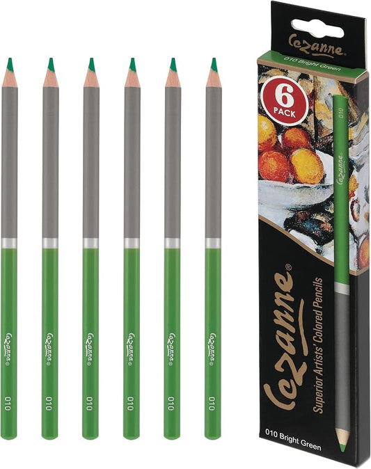 Cezanne Creative Mark Premium Colored Pencils, Bright Green, 10 Packs (60 Count) Highly Pigmented Artist Set, Smooth Sketching Coloring Highlighting Blending, Soft 3.3Mm Wax-Based