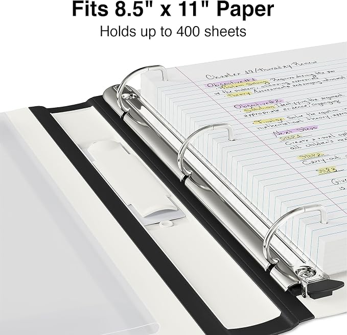 Staples Better Binder, 1.5" Heavy‑Duty D‑Ring 3‑Ring Binder, White, Reinforced Spine, Holds 400 Sheets, Long‑Lasting School & Office Organizer, 3‑Pack