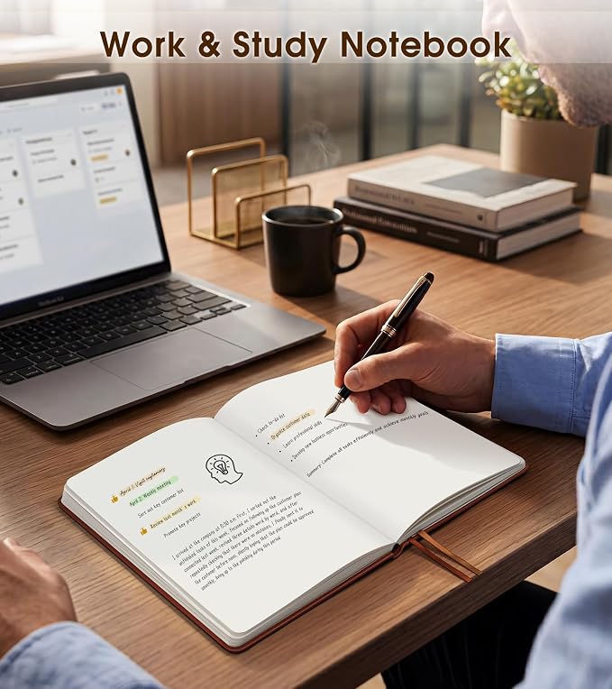Journal Notebook, A5 Leather Hardcover Blank Sketchbook, 160 Pages, 180° Lay-Flat Binding, 100 GSM Thick Paper, for Sketching, Drawing, Art Journaling & Creative Writing (Brown)