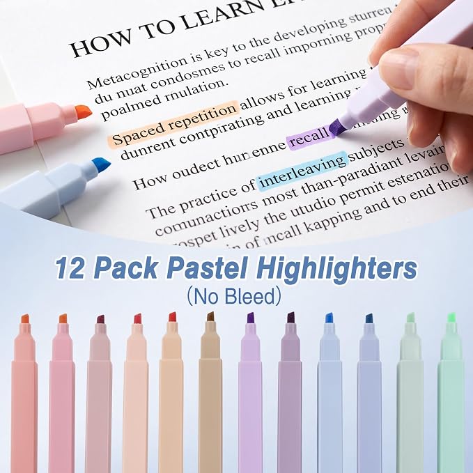 MoKo Pencil Case with Supplies, 59Pcs Aesthetic School Set, Blue | Includes gel pens, wooden and mechanical pencils, 0.5 and 0.7 mm refills, highlighters, erasers and sharpeners.