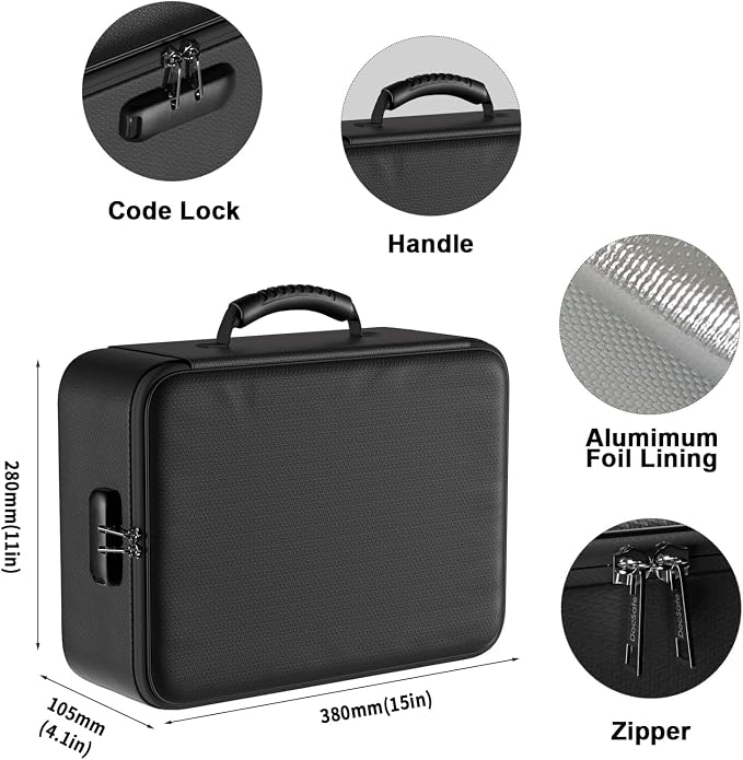 DocSafe 5200°F Fireproof Document Organizer Box with Lock, Heat Insulated | Upgraded Fire＆Water-Resistant Box 8 Layers File Organizer,Portable Home Travel Safe Storage for Important Documents and More