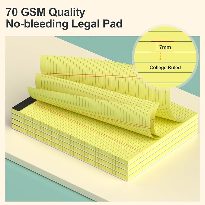 3 Pack Yellow Legal Pads 8.5×11 Paper Tablets College Ruled Writing Pads | Yellow Note Pads 8.5"x11" 30 Sheets/60 Pages, Sturdy Backing – Lined Notepad Ideal for Students, Office, Home, Business Use