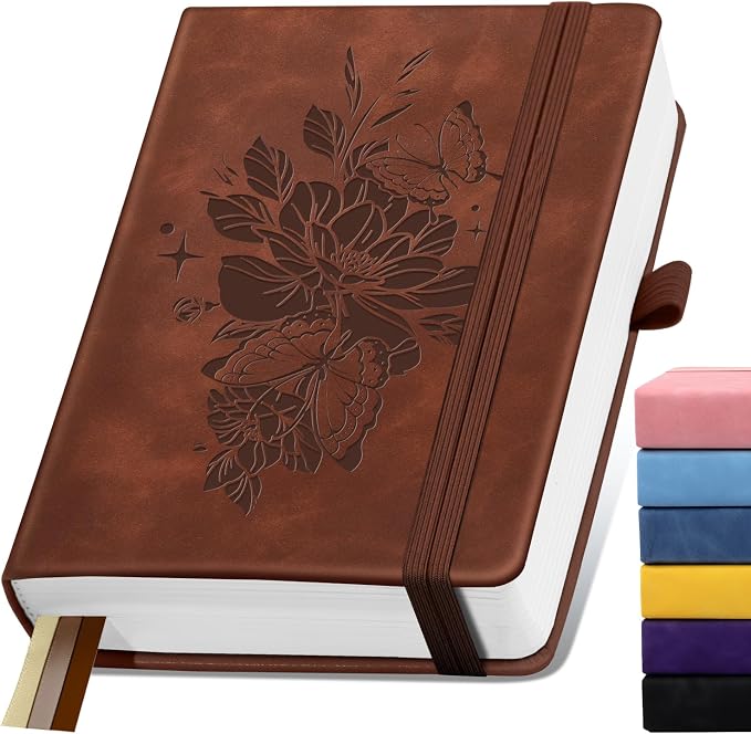 Lined Journal Notebook 365 Pages, A5 Leather Journals for Writing Women & Men, Hardcover Notebook with 100GSM Thick Paper, Daily Journal Notebook for Travel, Work, School, Note Taking, College Ruled