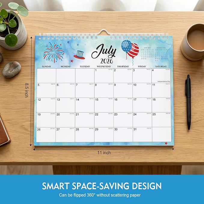 Comix 2026-2027 Wall Calendar, 18 Month Planner for Home Office Classroom | 120GSM Thick Paper, Large Lined Blocks, Ink Bleed Resistant, Reinforced Hanger, for Home Office Classroom Family Planning
