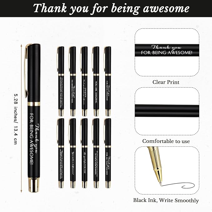 Tellingyou 20 Pcs/10 Set Team Appreciation Gifts for Employees Coworker A6 Notebook with Ballpoint Pens Thank You to Do List Notepad for Housekeeping Week Office Staff Teacher Back to School (Black)