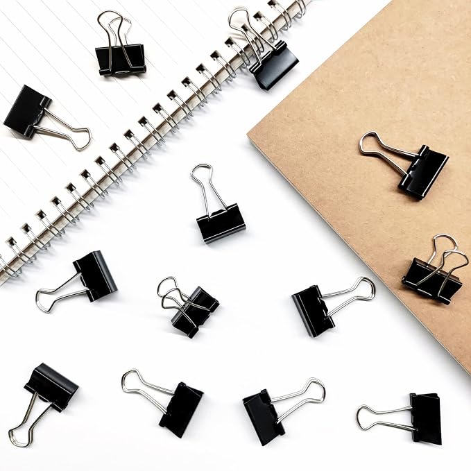 Ykimok 240Pcs Mini Binder Clips, 5/8 inch(15mm), Paper Clamps Small Size for Office Supplies, Black