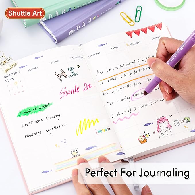 Shuttle Art 16 Pack Gel Highlighters, 8 Assorted Colors Highlighter Study Kit, Great for Journaling, Highlighting and Studying