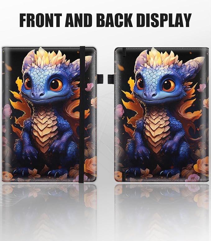 Hardcover Executive Notebooks, A5 PU Leather Lined Journal Notebook, 200 Pages Thick Paper Subject Notebooks for School,Work,Home Writing Business Notebook, Diary Book ， Baby Dragon