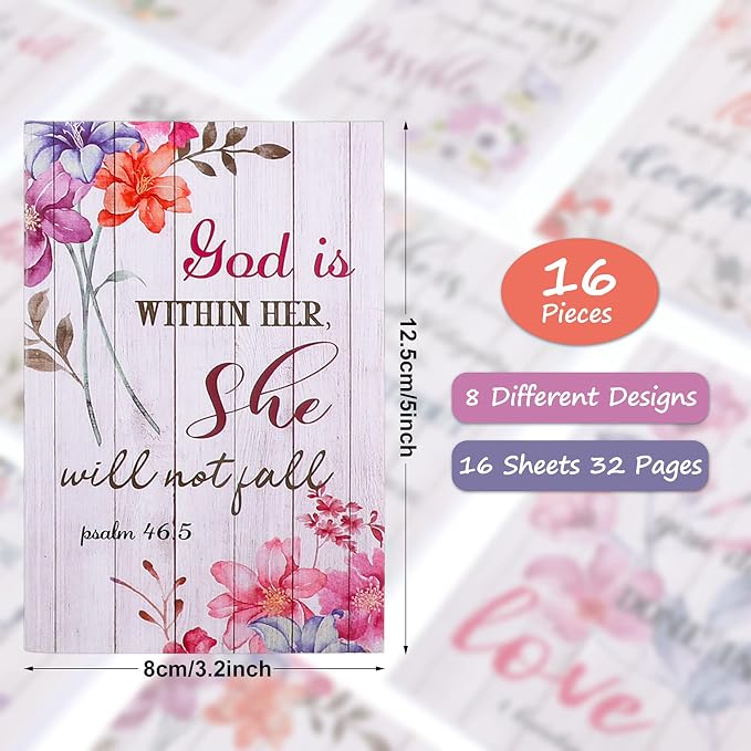 Containlol 16 Pcs Flower Daily Prayer Gift for Women, Bible Verse Notebooks Rustic Floral Inspirational Scripture Quotes Pocket Notepads, School Office, 4.9 x 3.1 Inches(Cute Style)