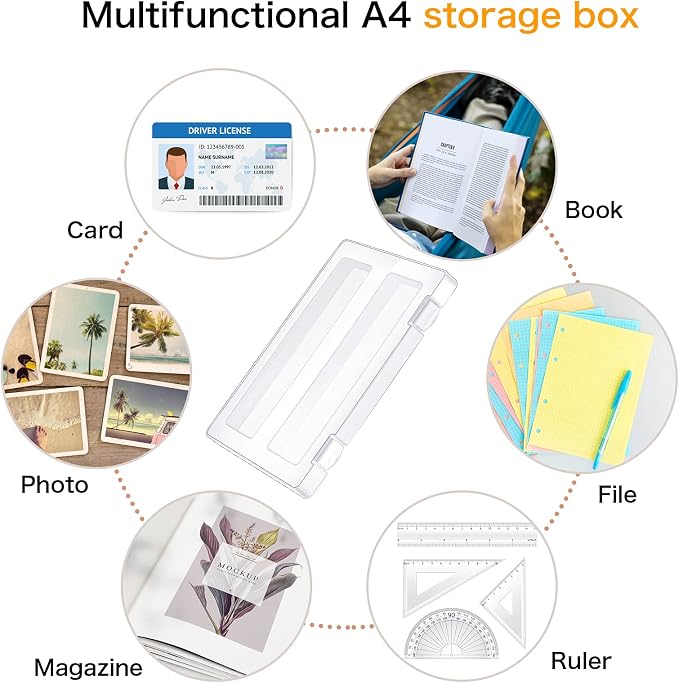 Outus 6 Pieces A4 File Box Paper Photo Storage Box A4 Portable Project Case Clear Plastic Document Magazine Organizer for Back to School Office Supplies Accessories