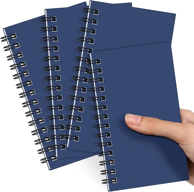 Jutom 4 Pcs Small Spiral Notebooks Memo Pads 3x5 Bulk Small Pocket Notepads Back to School Supplies Mini Notebook with Lined Mini Journals for Office & Work, 120 Pages (Dark Blue)