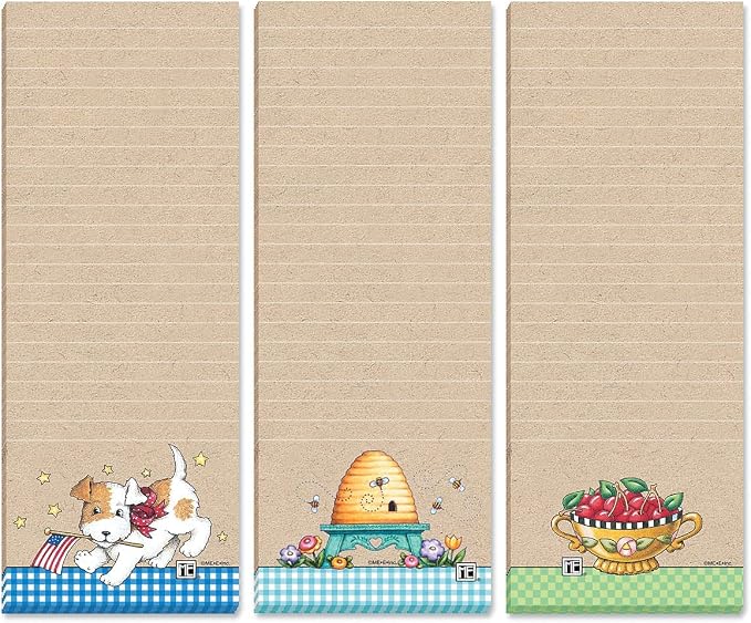 Current Mary Engelbreit Seasonal Characters Magnetic Notepad Set – Set of 12 Mini Memo Pads, 12 Designs, 30-Sheet Pads, 2½ x 6½ Inches, Shopping List, To-Do Notes, Printed in The USA