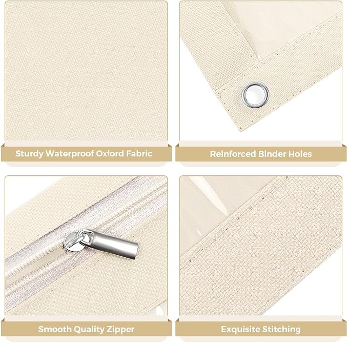 SKYDUE Pencil Pouches for 3 Ring Binder, Zipper Pencil Pouch for Girls Boys, Clear Window Pencil Bag, 3 Ring Pencil Pouch Case for Binder, Durable Organizer for School Supplies