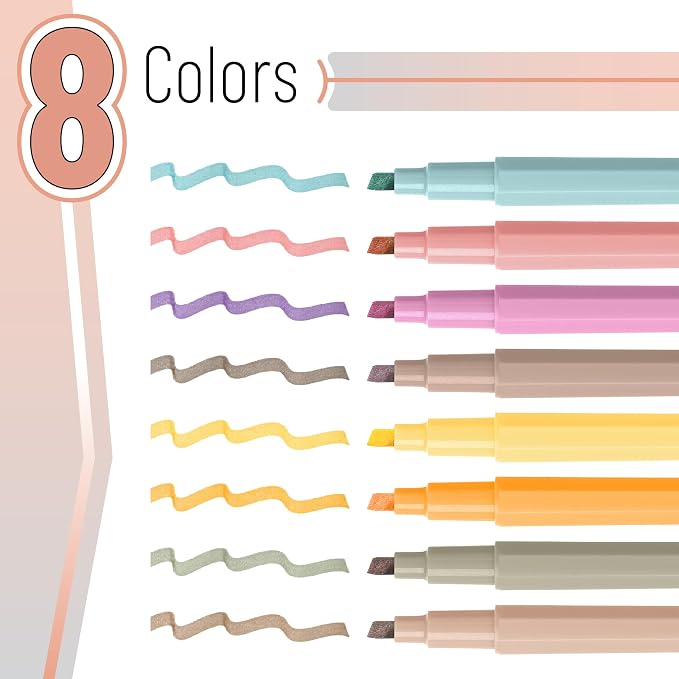 Mr. Pen- Aesthetic Highlighters No Bleed, 8 Pack, Chisel Tip | Cute Bible Highlighters Assorted Colors for Journaling, Highlighting, Underlining, Fast Dry, Back to School Supplies