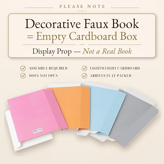 4 Pcs Decorative Books | Faux Modern Coffee Table & Shelf Decor | Sleek Minimalist Look for Living Room, Office and Entryway - Not Real, Tool-Free 2-Min Setup