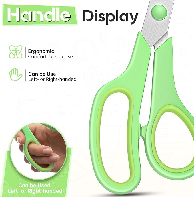 Scissors 8.5 Inch scissors all purpose for Office, Home, Sewing,and Crafts,Soft Comfort-Grip Right/Left Hand 3-Pack, Multicolor