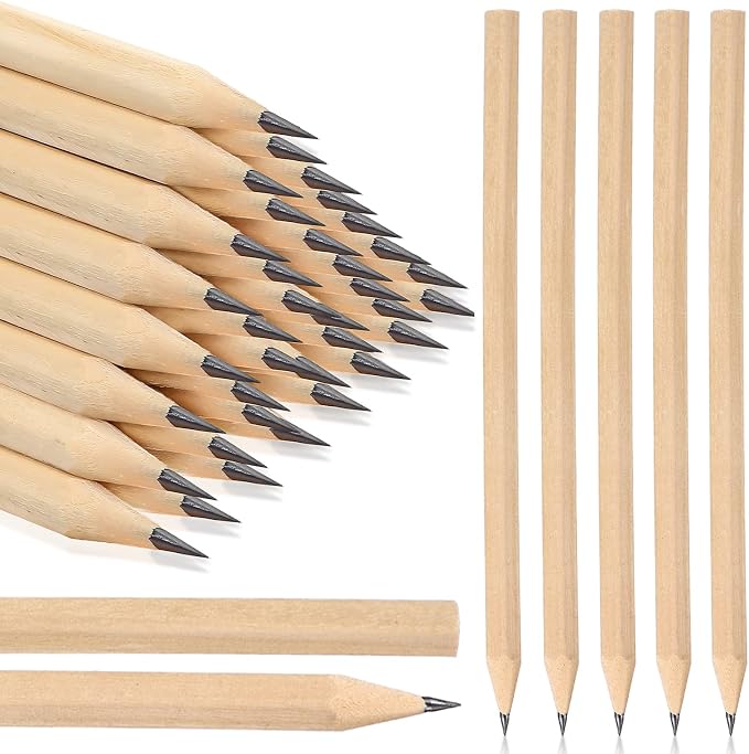 Fumete 100 Pieces Wooden Pencils Bulk No Eraser Hexagonal HB Graphite Unsharpened Natural Wood Pencils Without Erasers Classroom Gifts for Students Bulk Goodie Bag Stuffers