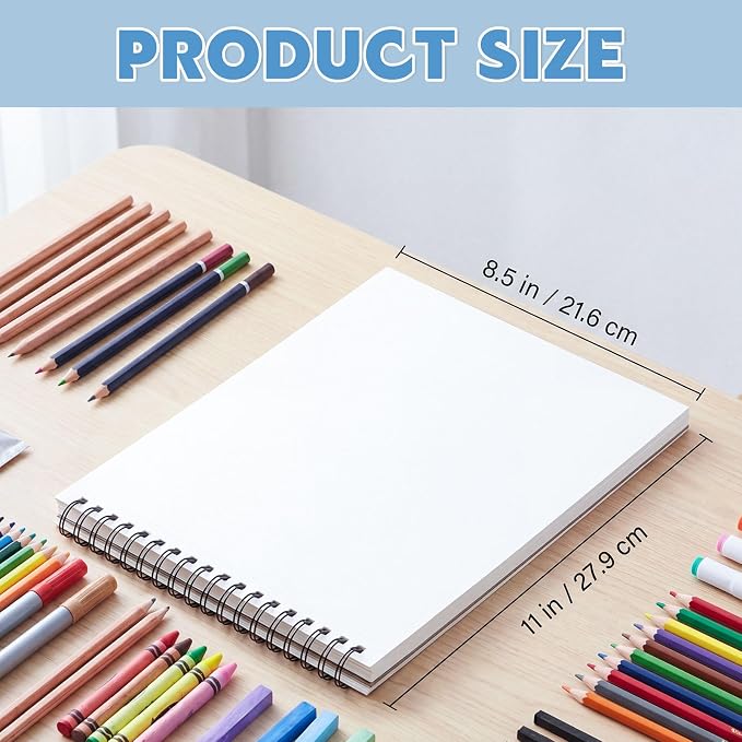 Acrylic Paper Pad 8.5 x 11 in, 25 Sheets, 400Gsm, Top Spiral Bound | Heavy 246Lb Paper, Mixed Media For Acrylic, Oil, Marker & Ink, Perforated Tear-Out Pages, Lays Flat For Class Or Studio