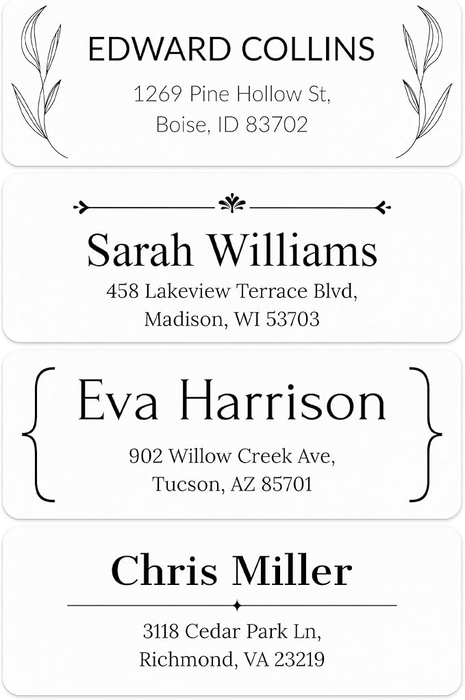 Personalized Return Address Labels, Custom Address and Name Mailing Labels for Envelopes & Branding- Basic Design 2 1x2.6 Inches Flat Sheet of 60-1200 Made in USA by My Sign Center
