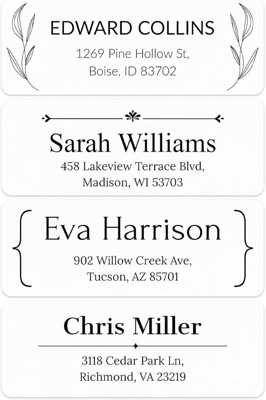 Personalized Return Address Labels, Custom Address and Name Mailing Labels for Envelopes & Branding- Basic Design 2 1x2.6 Inches Flat Sheet of 60-1200 Made in USA by My Sign Center