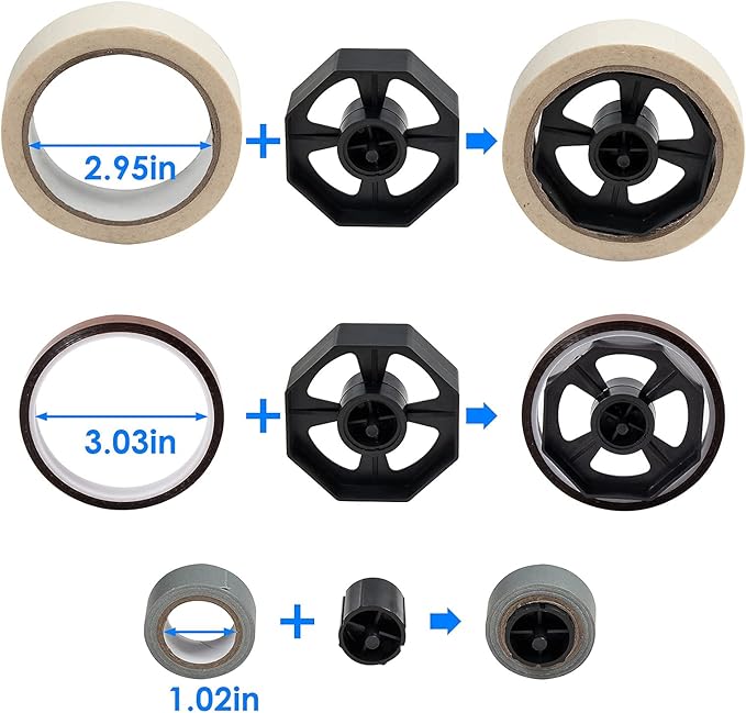 Desktop Tape Dispenser Adhesive Roll Holder (Fits 1" & 3" Core) with Weighted Nonskid Base Black
