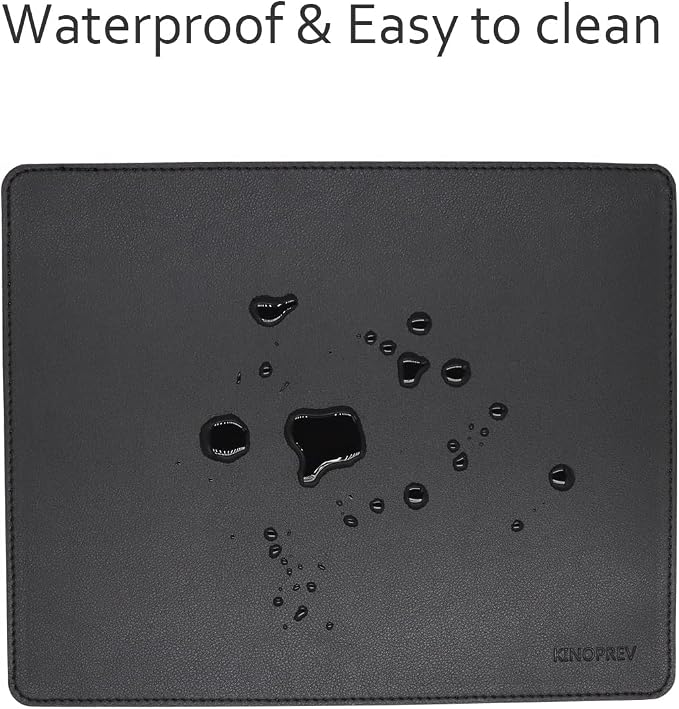 Leather Mouse Pad - Wood Mouse Pads with Stitched Edge,PU Non-Slip Mouse Mat,Double Side Mousepad,Waterproof Gaming Mouse Pad for Desk,Laptop,Office & Home,10.2" x 8.3",1 Pack (Black)