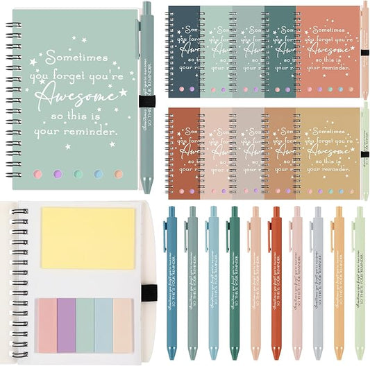 Chuangdi 20 Sets Back to Schhol Teacher Gifts Appreciation Journal Inspirational Notebook with Sticky Notepad Ballpoint Pen Bulk Thank You Gifts for Student Staff Team Coworker Nurse(Warm)
