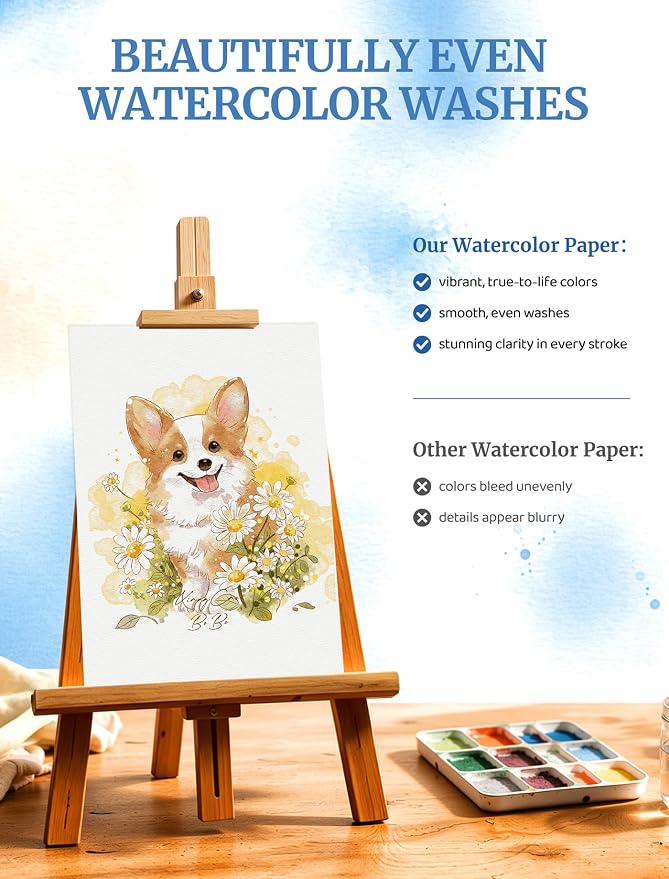 120 Sheets 4x6 Watercolor Paper Bulk, Cold Press Watercolor Paper Cards | 110 LB/230 GSM Water Color Paper 4x6, Watercolor Supplies for Kids and Adults, Drawing Paper for Sketching, Acrylic, Gouache