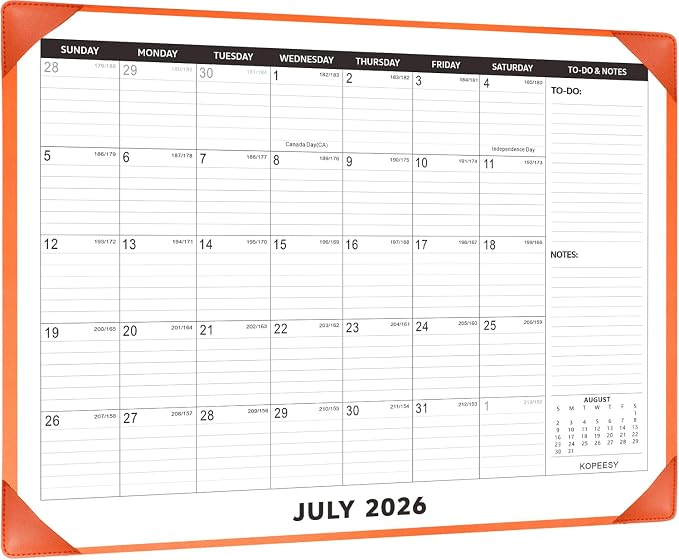 Large Desk Calendar 2026-2027 with Desktop Mat, KOPEESY 22" x 17" Desktop Calendar, 18 Mouths From July 2026 to December 2027, Office Supplies Desk Blotter Calendar for Home School and Office