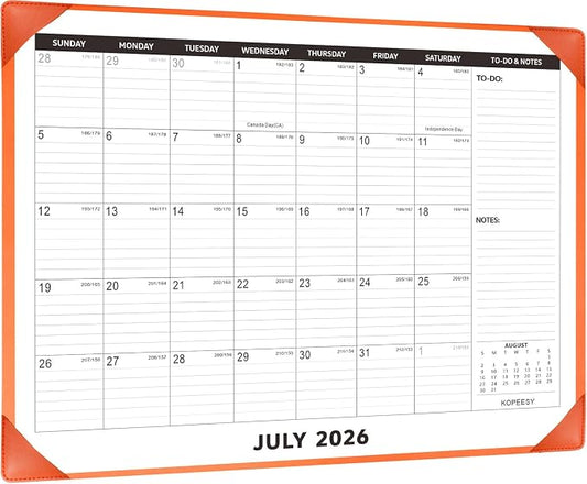 Large Desk Calendar 2026-2027 with Desktop Mat, KOPEESY 22" x 17" Desktop Calendar, 18 Mouths From July 2026 to December 2027, Office Supplies Desk Blotter Calendar for Home School and Office