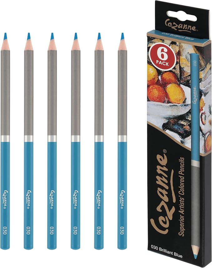 Cezanne Creative Mark Premium Colored Pencils Brilliant Blue 6 Pack - Highly-Pigmented Drawing Pencils - Coloring Pencils for Drawing, Blending, Coloring, and More