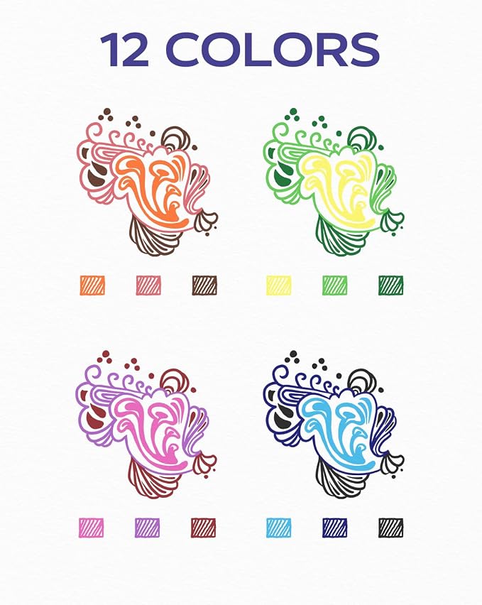 Four Candies Quick Dry Ink Colorful Pens Set, 12 Colors | 0.7mm Fine Point Colored Pens for Note Taking & Drawing, Colored Gel Pens with Comfort Grip for Office & School Supplies