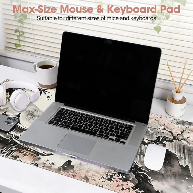 Desk Pad 31.5x15.7 Inch for Computer - Large Mouse Pad with Non Slip Base, Smooth Surface for Optical and Laser Mouse, Bamboo