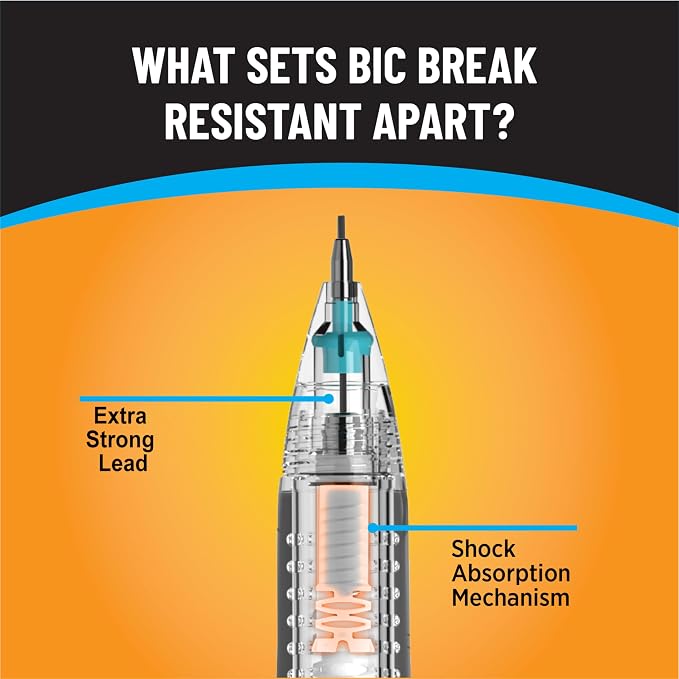 BIC Break Resistant Mechanical Pencils with Erasers, No. 2 Medium Point (0.7 mm), School Supplies for Students and Teachers, 12-Count Pack
