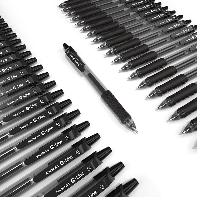 Lineon 46 Pack Black Gel Ink Pens (20 Gel Pens with 26 Refills) Medium Point Retractable Writing Smooth Writing with Comfortable Grip for Office School