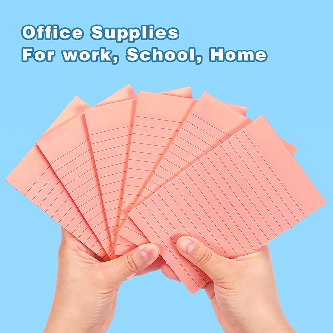 Early Buy Lined Sticky Notes, 4x6 in, 6 Pads, 45 Sheets/Pad (Pink)