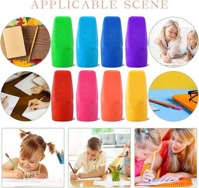 PRALB 400PCS Pencil Top Erasers Caps for Pencils, Bulk Chisel Shape Pencil Cap Erasers for Classroom Rewards, Teacher Supplies, Party Favors, School Prize Box