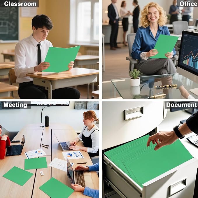 Folders with Pockets, LAYZZ 30 Pack Paper Pocket Folders, 2 Pocket File folders Fits Letter Size Paper, for School Office and Home (Green)
