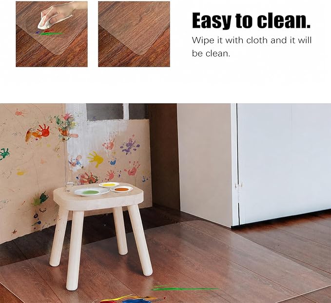 Kuyal Clear Chair mat for Hardwood Floor 30 x 48 inches Transparent Floor Mats Wood/Tile Protection Mat for Office & Home (30" X 48" Rectangle)