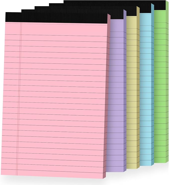 5pcs Small Note Pads, Colored Notepads 5x8 College Ruled Notebook, Writing Pads 5 x 8, Legal Pads, Pad Paper Perforate Notebooks for Work, Message, School, Office Supplies,30 Sheets/Pack