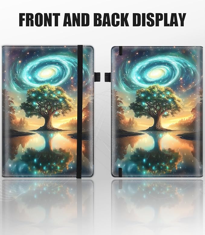 Hardcover Executive Notebooks, A5 PU Leather Lined Journal Notebook, 200 Pages Thick Paper Subject Notebooks for School,Work,Home Writing Business Notebook, Diary Book ，Cosmic Infinity Grove