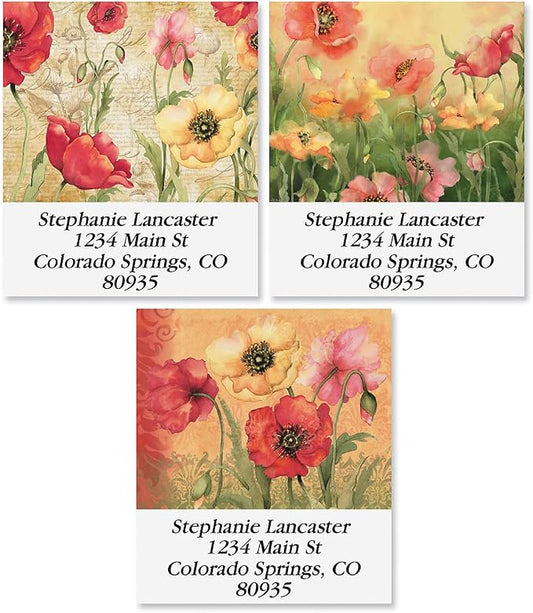 Colorful Images Floral Return Address Labels | Poppies, 144 Count, Self-Adhesive on Flat-Sheet Labels,, Customize with Name & Shipping Address