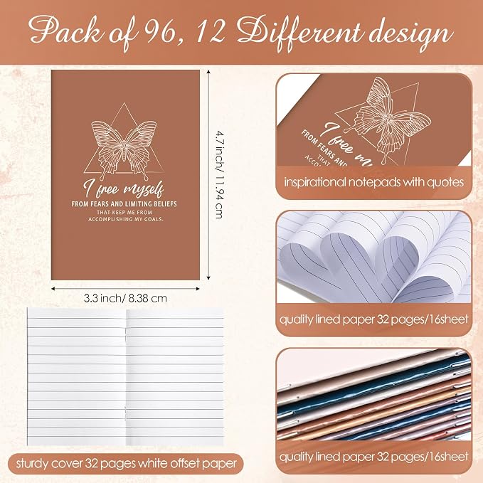 Tatuo 24 Pcs Positive Affirmation Notebooks for Women Inspirational Notebook Small Motivational Encouragement Notepads Daily Affirmations Journal for End of Year Students Teacher Coworker Self Care