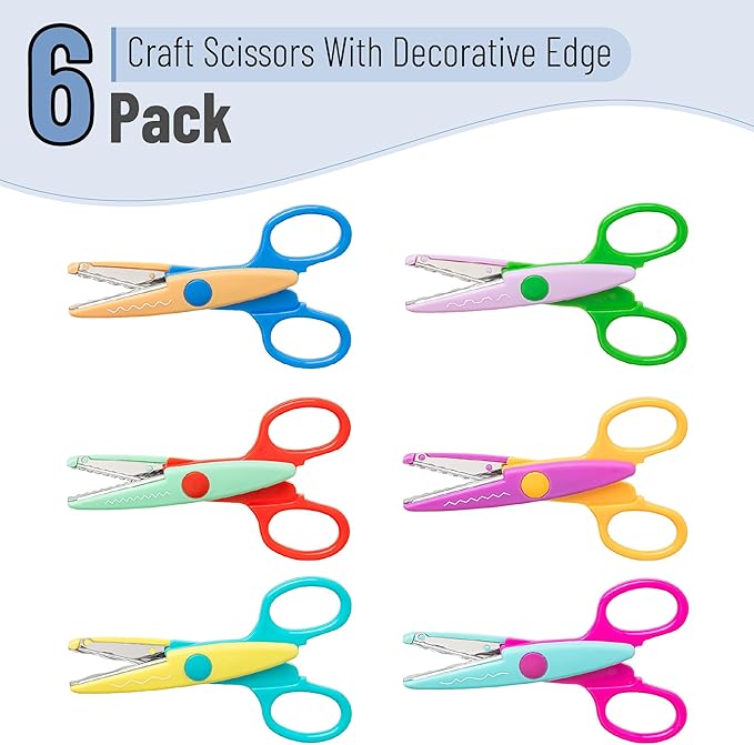 Mr. Pen- Craft Scissors Decorative Edge, 6 Pack, Spring Colors | Zig Zag Scissors for Crafting, Scrapbooking, Fancy, Pattern, Design