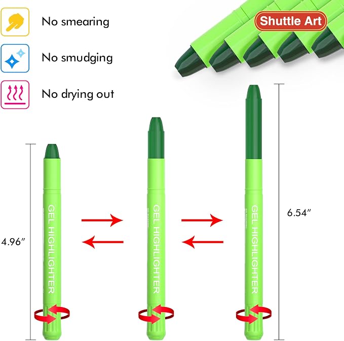 Shuttle Art 5 Pack Green Gel Highlighters,Bible Highlighters,No Bleed Through, Bible Journaling Supplies,Great for Journaling, Highlighting and Studying