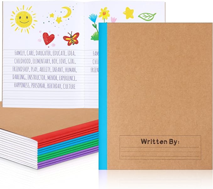 Henoyso 10 Pack Primary Composition Notebook, 9-3/4" x 7-1/2", Kids Primary Journal, K-2 Writing Notebook for Kids Student Draw Write Story Journal Half Blank Books(Fresh Color)